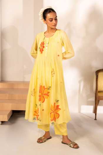 AM By Anita Mittal Zoya Mul Chanderi Tunic & Pant Set 