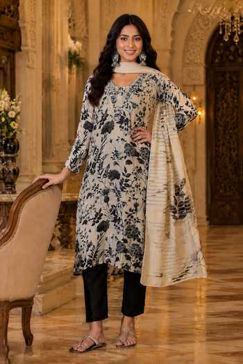 Jhambthreads Floral Print Straight Kurta Pant Set 