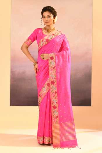 singhanias Raw Silk Saree & Running Blouse Fabric 