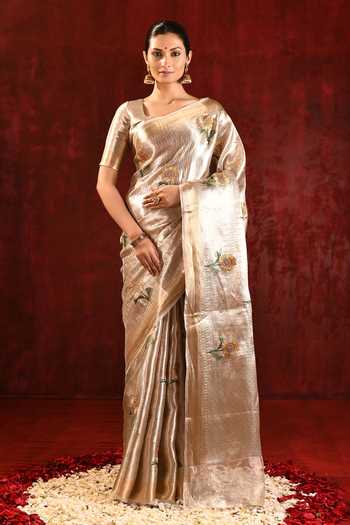 singhanias Tissue Saree With Running Blouse Fabric 