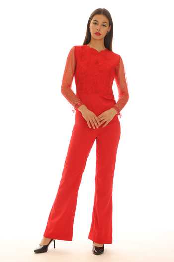 Parneet Gujral Floral Yoke Embroidered Jumpsuit 