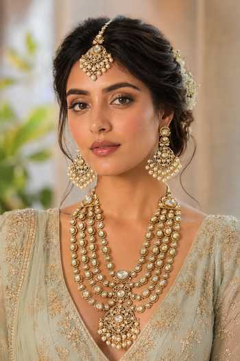 Zevar By Geeta Polki Embellished Layered Necklace Set 