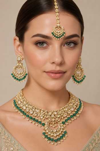 Zevar By Geeta Uncut Polki Embellished Necklace Set 
