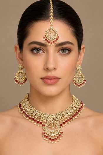 Zevar By Geeta Uncut Polki Studded Necklace Set 