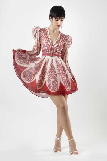 Limerick By Abirr N' Nanki Aletta Embroidered Dress & Belt Set 