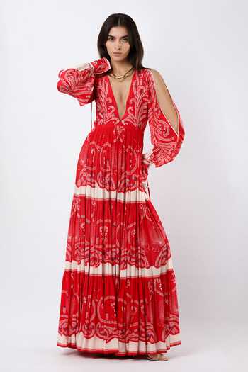 Limerick By Abirr N' Nanki Lore Embroidered Maxi Dress 