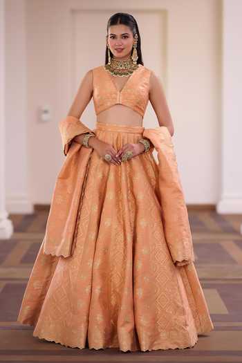 Safaa Motichoor Ladoo Bandhani Lehenga Set 