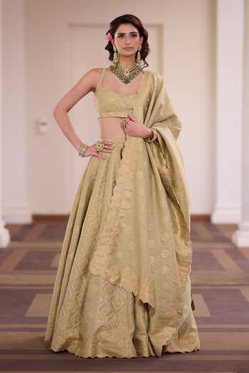 Safaa Pista Kaju Barfi Bandhani Lehenga Set 