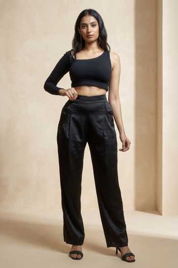 Style Junkiie Satin Pleated Trouser 