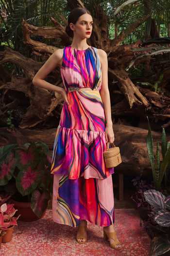 Arje India Ombre Print Layered Dress 