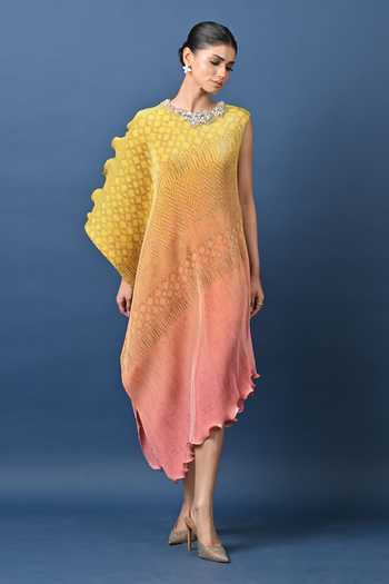 Kiran Uttam Ghosh Embroidered Ombre Draped Tunic