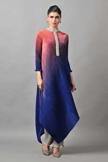 Kiran Uttam Ghosh Ombre Pleated Asymmetric Tunic