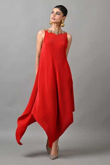 Kiran Uttam Ghosh Placed Embroidered Pleated Tunic