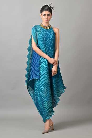 Kiran Uttam Ghosh Pleated Draped Asymmetric Tunic