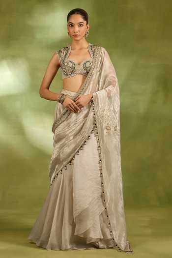 Neha Khullar Metallic Embroidered Saree With Blouse 
