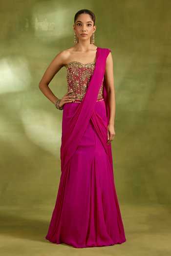 Neha Khullar Pre-Draped Saree With Embroidered Blouse 