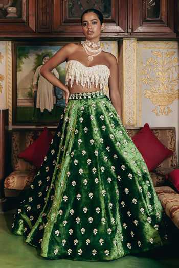 Payal & Zinal Moh Velvet Gaji Silk Corset & Lehenga