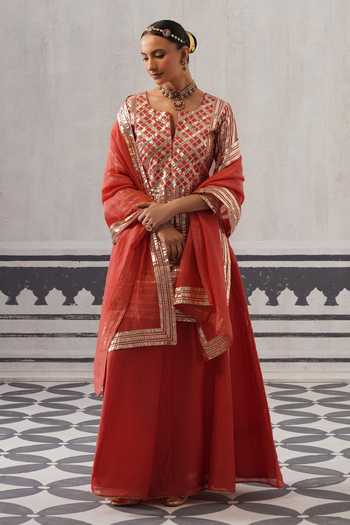 Palak & Mehak Aba Metallic Embroidered Kurta Set