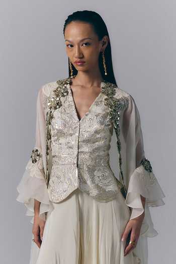 Varun Bahl Embroidered Cape Sharara Set 