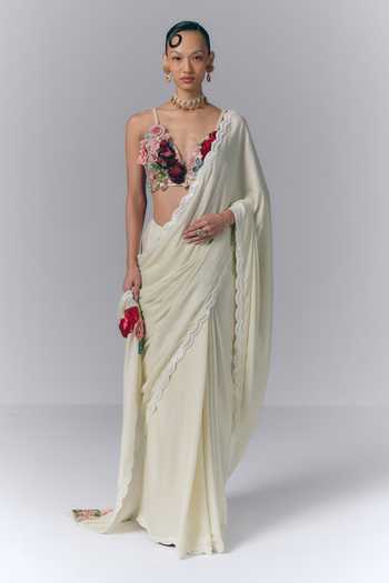 Varun Bahl Pre-Draped Saree With Embroidered Blouse 