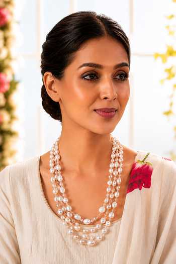 Vivinia By Vidhi Mehra Baroque Pearl Layered Necklace 