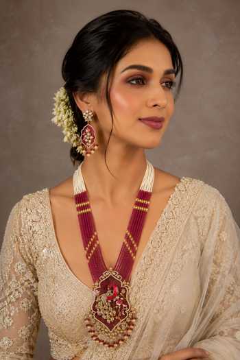 Vivinia By Vidhi Mehra Moissanite Polki Embellished Pendant Necklace Set