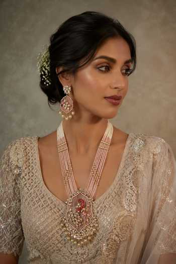 Vivinia By Vidhi Mehra Moissanite Polki Embellished Necklace & Earrings Set