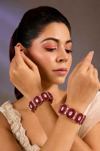Vivinia By Vidhi Mehra Moissanite Polki Embellished Bangles - Set of 2 