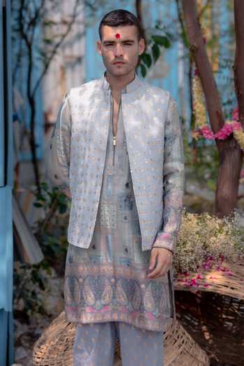 Soniya G Banarsi Silk Woven Nehru Jacket 