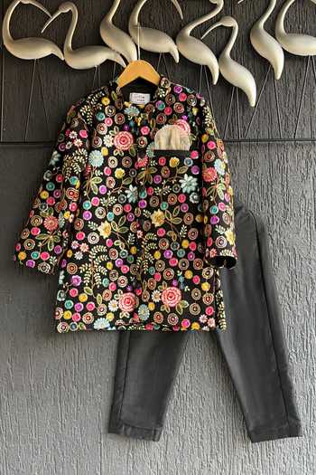The little tales Embroidered Bandhgala Set