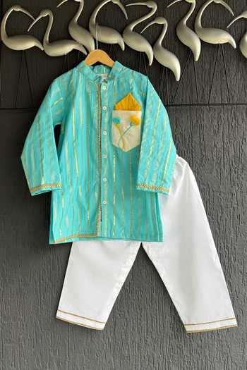 The little tales Anchor Thread Embroidered Kurta Set 