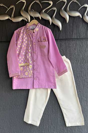 The little tales Floral Woven Kurta Set 