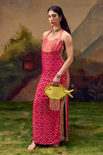 Muskann Kapadiaa Sakhi Brocade Halter Maxi Dress