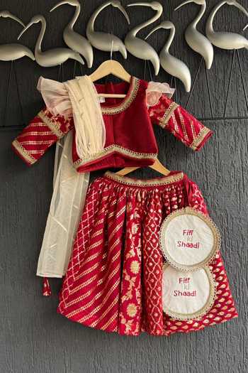 The little tales Stripe Pattern Lehenga & Blouse Set