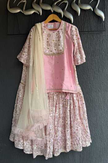 The Little Tales Embroidered Kurta Sharara Set 