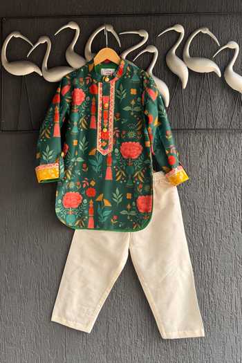 The Little Tales Mughal Print Kurta Set