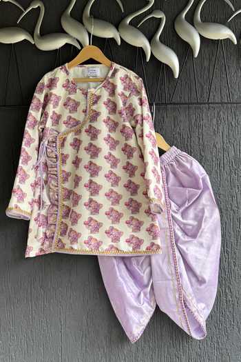 The Little Tales Ganpati Print Kurta & Dhoti Pant Set 