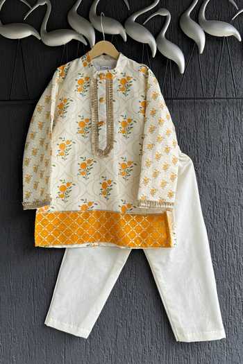The Little Tales Marigold Print Kurta Set 