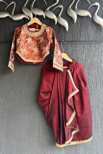 The Little Tales Brocade Woven Blouse & Skirt Set 