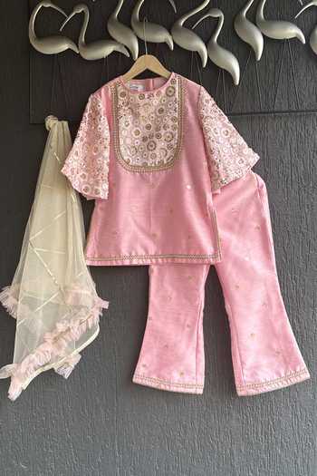 The Little Tales Silk Embroidered Kurta Set 