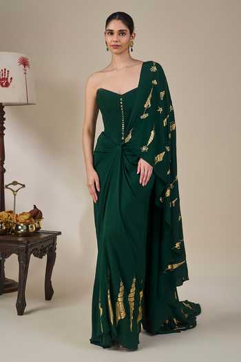 Masaba Kochi Conch Pre-Draped Saree Set 