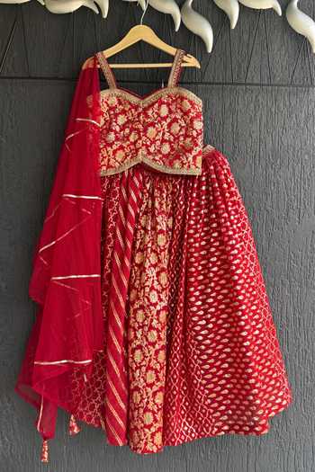 The Little Tales Floral Woven Lehenga Set