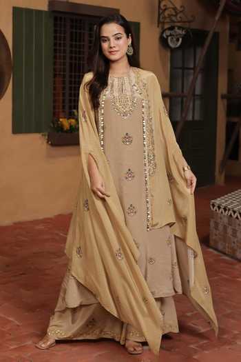 Surkh Syahi Printed Cape & Kurta Set 