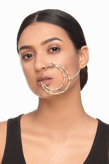 Raabta By Rahul Arpana Lotus Motif Nose Ring 