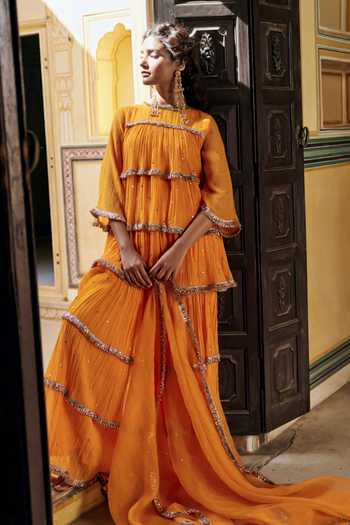 Preevin Mukaish Work Peplum Kurta Set 