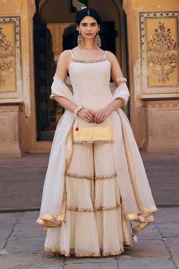 Preevin Embroidered Kurta Sharara Set 