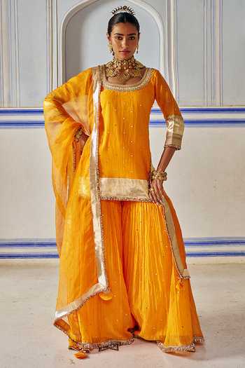 Preevin Embroidered Kurta Sharara Set