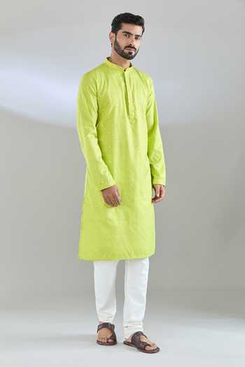 Arihant Rai Sinha Mirror Embroidered Green Kurta Set 