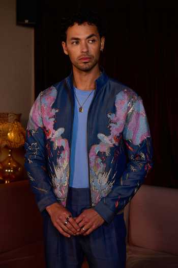Asuka Indigo Garden Resham Embroidered Denim Jacket