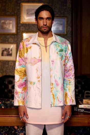 Asuka Garden Mirage Hand Painted Jacket Kurta Set 